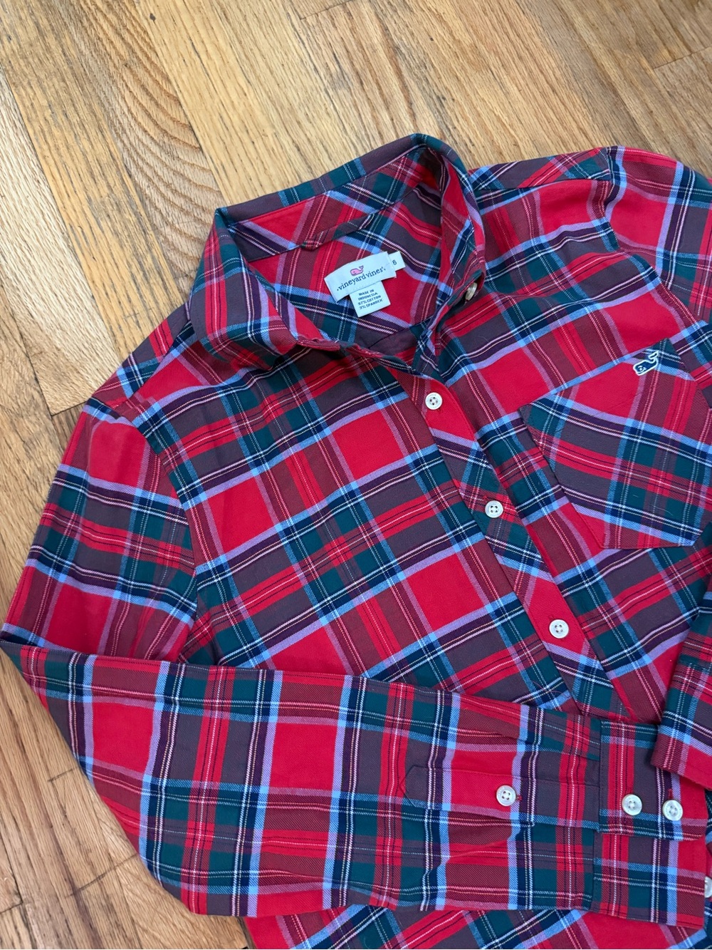 Christmas Women's Vineyard Vines 6 Plaid Long Sleeve Shirt Red Green Blue